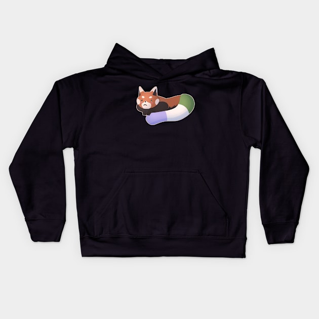 Genderqueer Pride Red Panda Kids Hoodie by celestialuka